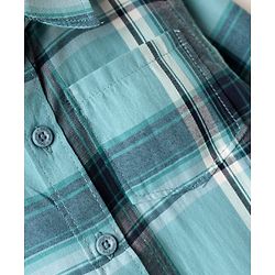 Babyhug Cotton Woven Full Sleeves Checks Shirt & Denim Jeans Set - Turquoise