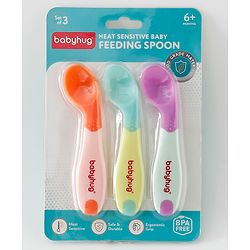 Babyhug Heat Sensitive Baby Feeding Spoon Pack of 3 - Orange Light Blue & Purple
