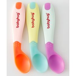 Babyhug Heat Sensitive Baby Feeding Spoon Pack of 3 - Orange Light Blue & Purple