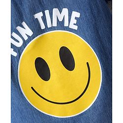 Babyhug Cotton Woven Half Sleeves Shirt with Smile Text Embroidery -Blue