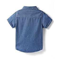 Babyhug Cotton Woven Washed Half Sleeves Shirt with California Print -Blue