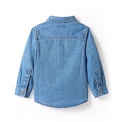 Babyhug Cotton Woven Half Sleeves Washed Shirt with Animal Print - Blue