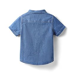 Babyhug Cotton Woven Half Sleeves Washed Shirt with Text Print - Blue