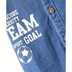 Babyhug Cotton Woven Half Sleeves Washed Shirt with Text Print - Blue