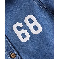 Babyhug Cotton Woven Half Sleeves Washed Shirt with Text Print - Blue