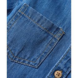 Babyhug Cotton Woven Half Sleeves Denim Shirt with Beach Theme - Blue