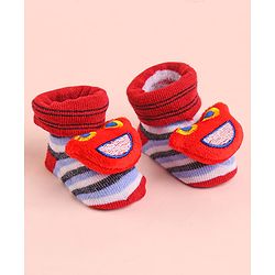Cute Walk by Babyhug Socks With Striped & Cartoon Applique - White