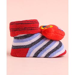 Cute Walk by Babyhug Socks With Striped & Cartoon Applique - White