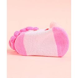 Cute Walk by Babyhug Socks With Polka Dots & Bear Face Applique - Pink