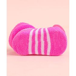 Cute Walk by Babyhug Socks With Striped & Strawberry Applique - Pink