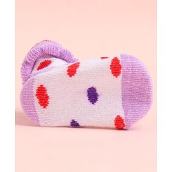 Cute Walk by Babyhug Socks With Polka Dots & Cartoon Face Applique - Purple