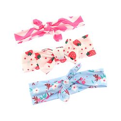 Babyhug Bonfino Printed Headbands with Bow Applique Pack of 3 - Pink & Blue