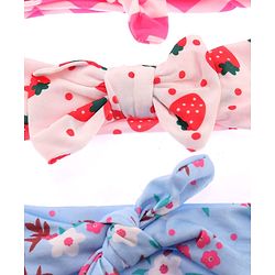 Babyhug Bonfino Printed Headbands with Bow Applique Pack of 3 - Pink & Blue