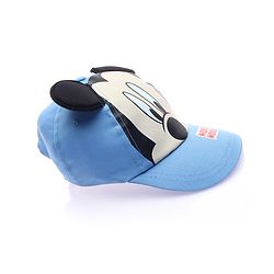 Babyhug Disney Cotton Woven Summer Cap with Mickey Mouse Family Graphics & 3D Ear Blue - Diameter 17 cm