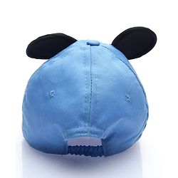 Babyhug Disney Cotton Woven Summer Cap with Mickey Mouse Family Graphics & 3D Ear Blue - Diameter 17 cm
