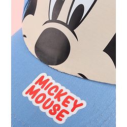 Babyhug Disney Cotton Woven Summer Cap with Mickey Mouse Family Graphics & 3D Ear Blue - Diameter 17 cm