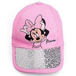 Babyhug Disney Cotton Woven Summer Cap With Minnie Mouse Family Graphics & Sequin Detailing Pink - Diameter 13 cm