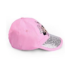 Babyhug Disney Cotton Woven Summer Cap With Minnie Mouse Family Graphics & Sequin Detailing Pink - Diameter 13 cm