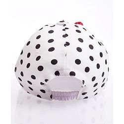 Babyhug Disney Cotton Woven Summer Cap with Minnie Mouse Family Graphics & Bow Detailing Black & White - Diameter 16 cm