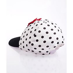 Babyhug Disney Cotton Woven Summer Cap with Minnie Mouse Family Graphics & Bow Detailing Black & White - Diameter 16 cm