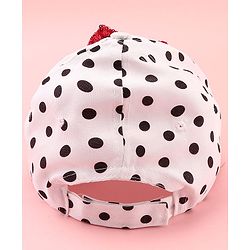 Babyhug Disney Cotton Woven Summer Cap with Minnie Mouse Family Graphics & Bow Detailing Black & White - Diameter 15.5 cm