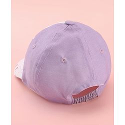 Babyhug Disney Cotton Woven Summer Cap with Minnie Mouse Graphics White & Lilac - Diameter 15 cm