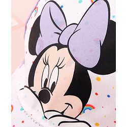 Babyhug Disney Cotton Woven Summer Cap with Minnie Mouse Graphics White & Lilac - Diameter 15 cm
