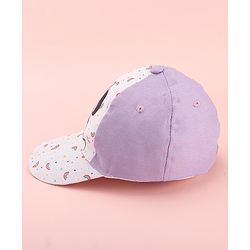 Babyhug Disney Cotton Woven Summer Cap with Minnie Mouse Graphics White & Lilac - Diameter 15 cm