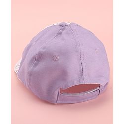 Babyhug Disney Cotton Woven Summer Cap with Minnie Mouse Graphics White & Lilac - Diameter 15 cm