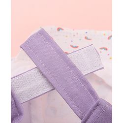 Babyhug Disney Cotton Woven Summer Cap with Minnie Mouse Graphics White & Lilac - Diameter 15 cm
