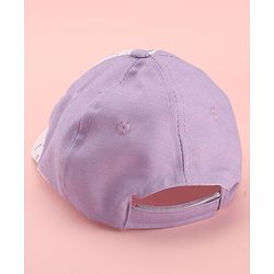 Babyhug Disney Cotton Woven Summer Cap with Minnie Mouse Graphics White & Lilac - Diameter 15 cm