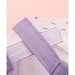 Babyhug Disney Cotton Woven Summer Cap with Minnie Mouse Graphics White & Lilac - Diameter 15 cm