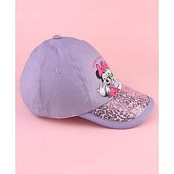 Babyhug Disney Cotton Woven Summer Cap with Minnie Mouse and Daisy Graphics Lilac - Diameter 14 cm