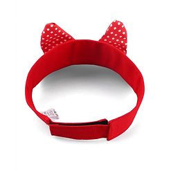 Babyhug Disney Cotton Woven Summer Cap With Minnie Mouse Graphics Black & Red - Diameter 15 cm