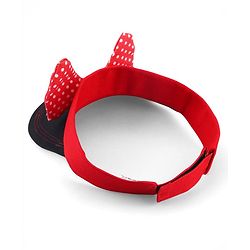 Babyhug Disney Cotton Woven Summer Cap With Minnie Mouse Graphics Black & Red - Diameter 15 cm