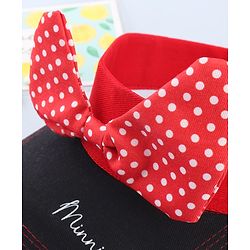 Babyhug Disney Cotton Woven Summer Cap With Minnie Mouse Graphics Black & Red - Diameter 15 cm
