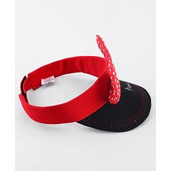 Babyhug Disney Cotton Woven Summer Cap With Minnie Mouse Graphics Black & Red - Diameter 17 cm