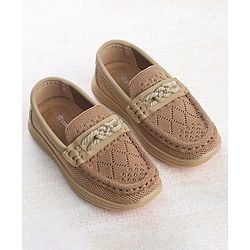 Cute Walk by Babyhug Solid Party Wear Slip On Shoes - Beige