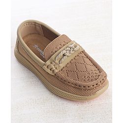 Cute Walk by Babyhug Solid Party Wear Slip On Shoes - Beige