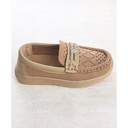 Cute Walk by Babyhug Solid Party Wear Slip On Shoes - Beige