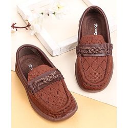 Cute Walk by Babyhug Solid Party Wear Slip On Shoes - Beige