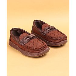 Cute Walk by Babyhug Solid Party Wear Slip On Shoes - Beige