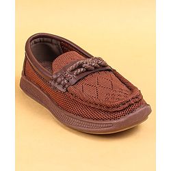 Cute Walk by Babyhug Solid Party Wear Slip On Shoes - Beige