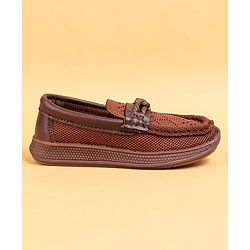 Cute Walk by Babyhug Solid Party Wear Slip On Shoes - Beige