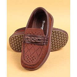 Cute Walk by Babyhug Solid Party Wear Slip On Shoes - Beige