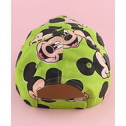 Babyhug Disney Cotton Woven Summer Cap with Mickey Mouse Family Green - Diameter 12 cm