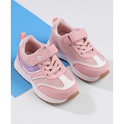 Cute Walk by Babyhug Sports Shoes with Velcro Closure & Logo Applique - Pink