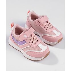 Cute Walk by Babyhug Sports Shoes with Velcro Closure & Logo Applique - Pink