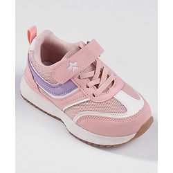 Cute Walk by Babyhug Sports Shoes with Velcro Closure & Logo Applique - Pink
