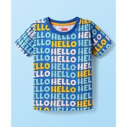 Babyhug Cotton Knit Half Sleeves Striped T-Shirts with Text Print Pack of 3 - Orange Blue & Yellow